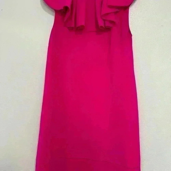 294.TED BAKER Ruffle Neckline Shift hot pink Dress size 1 - Picture 3 of 11